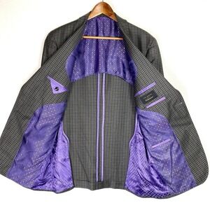 Ted Baker Tom SPJ Mens 42R Sport Coat Gray Check Gingham Blazer Wool Suit Jacket